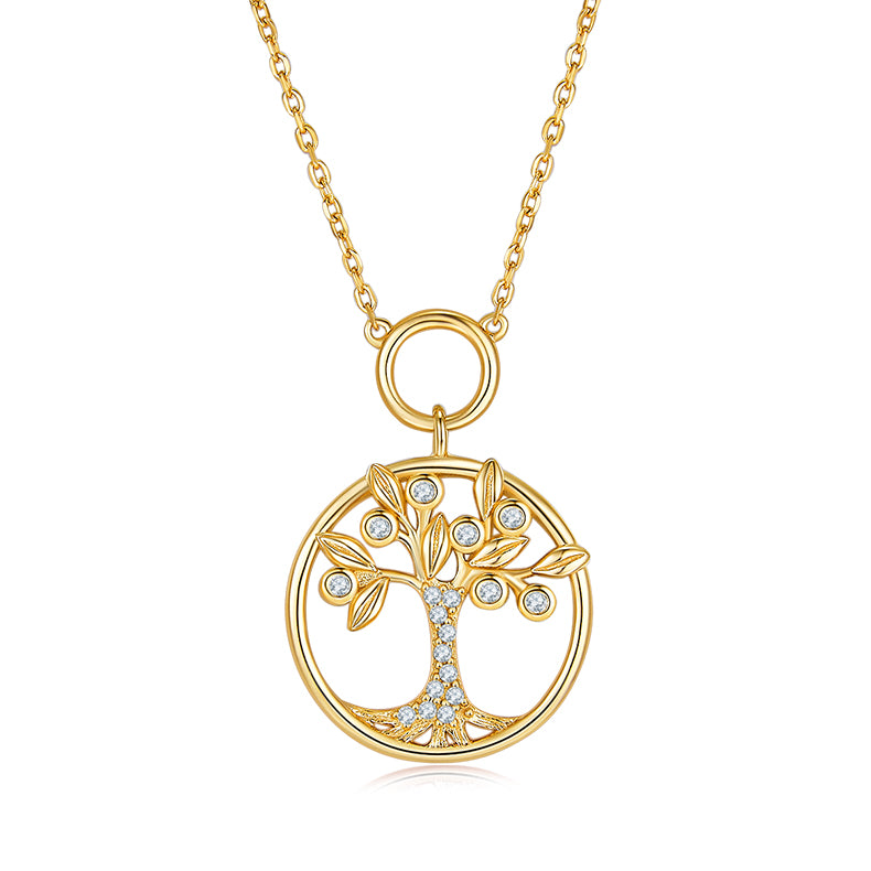 Tree of Life Circular Pendant Moissanite Necklace
