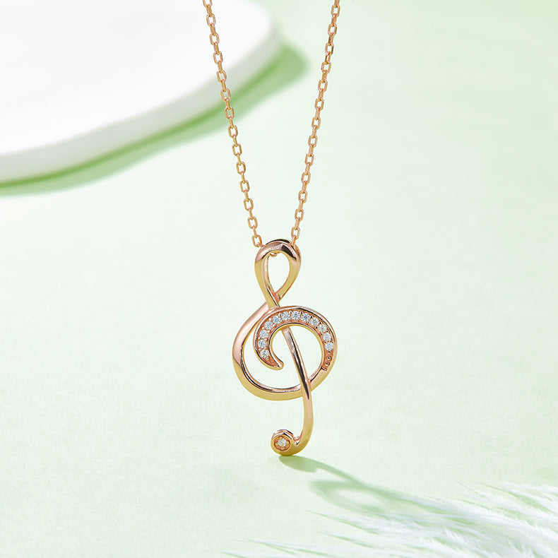 Musical Note Pendant Moissanite Necklace