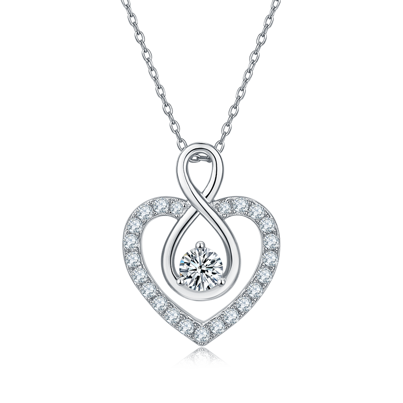 0.5 Carat Round Cut Moissanite Infinite Love Sterling Silver Necklace