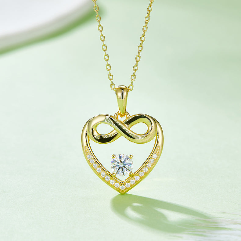 0.5 Carat Round Cut Moissanite Infinite Heart Sterling Silver Necklace