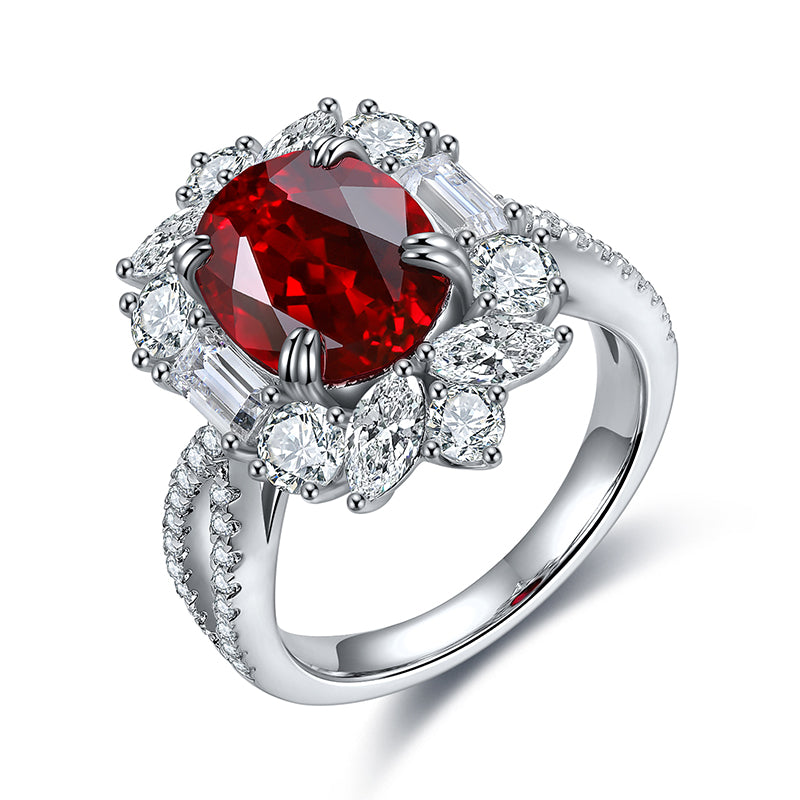 Elegant 3.6 Carat Oval Lab Created Gemstone Ring with Dazzling Halo in ...
