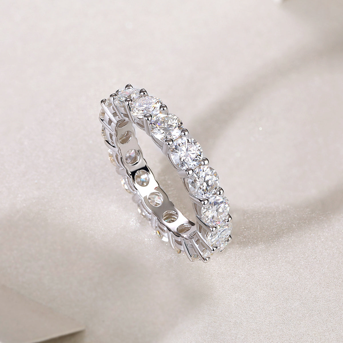 1.02 Carat Moissanite Eternity Ring in S925 Silver Plated Platinum
