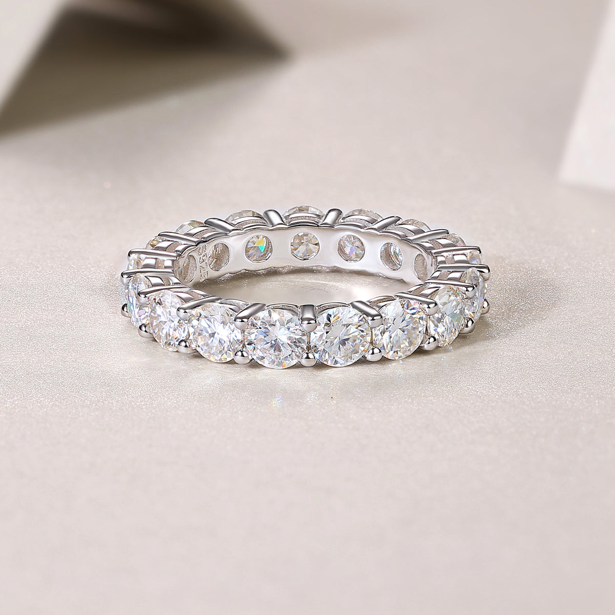 1.02 Carat Moissanite Eternity Ring in S925 Silver Plated Platinum