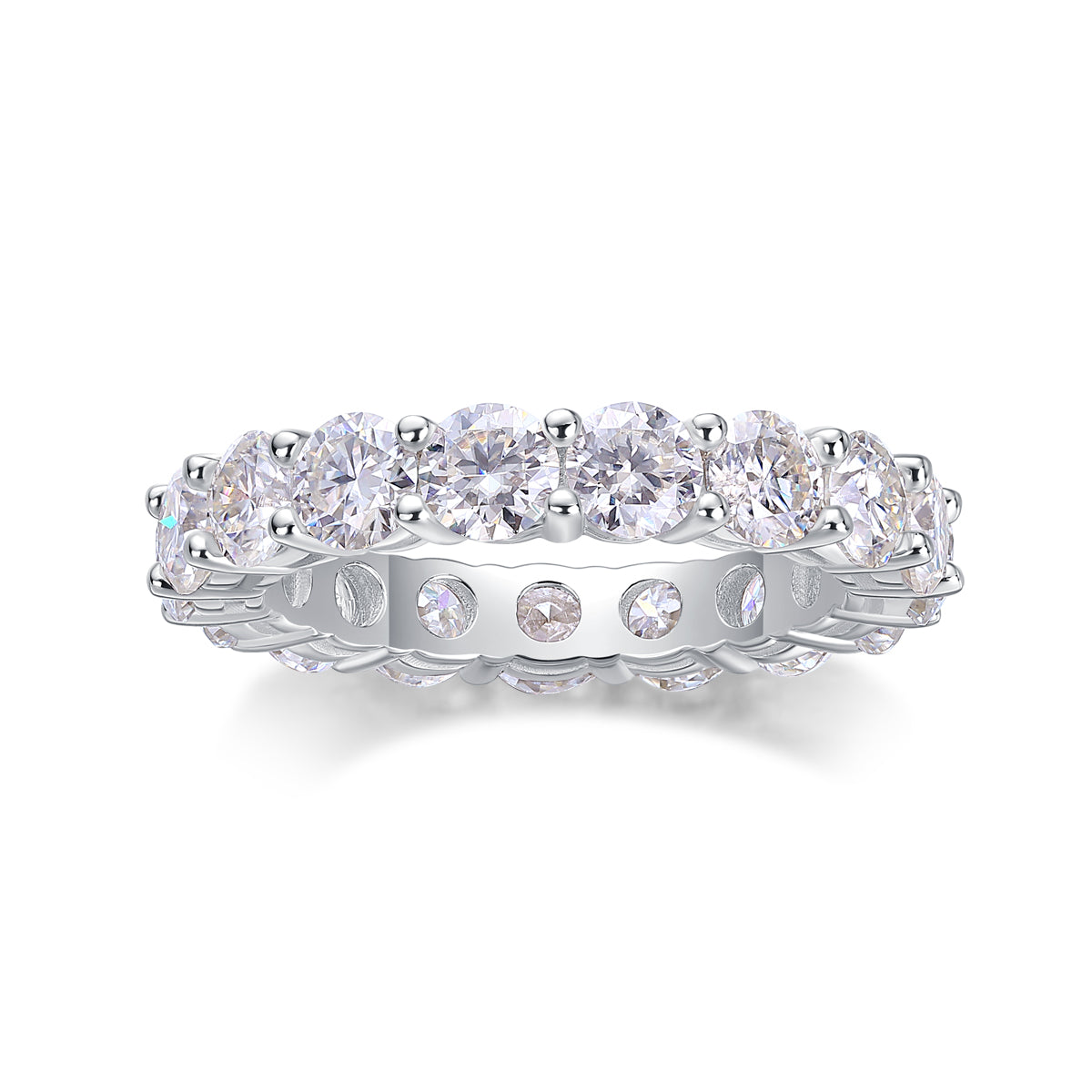 1.02 Carat Moissanite Eternity Ring in S925 Silver Plated Platinum