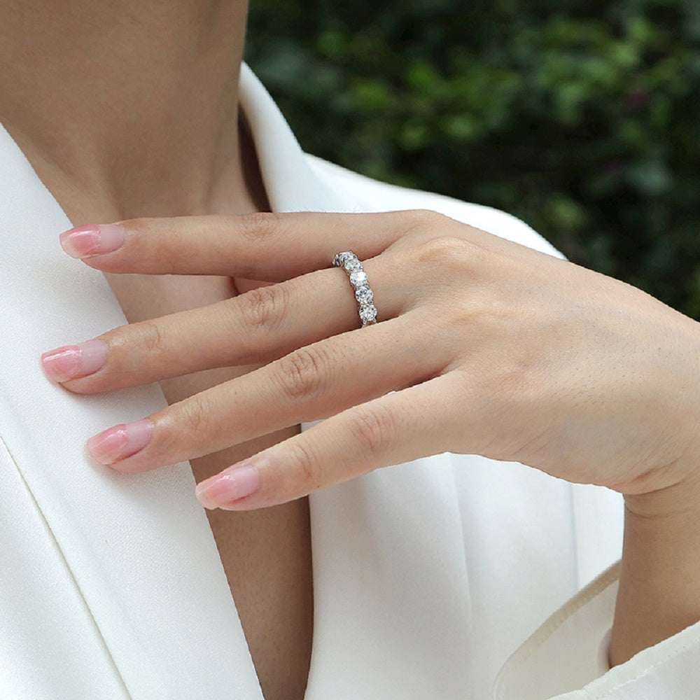 1.02 Carat Moissanite Eternity Ring in S925 Silver Plated Platinum