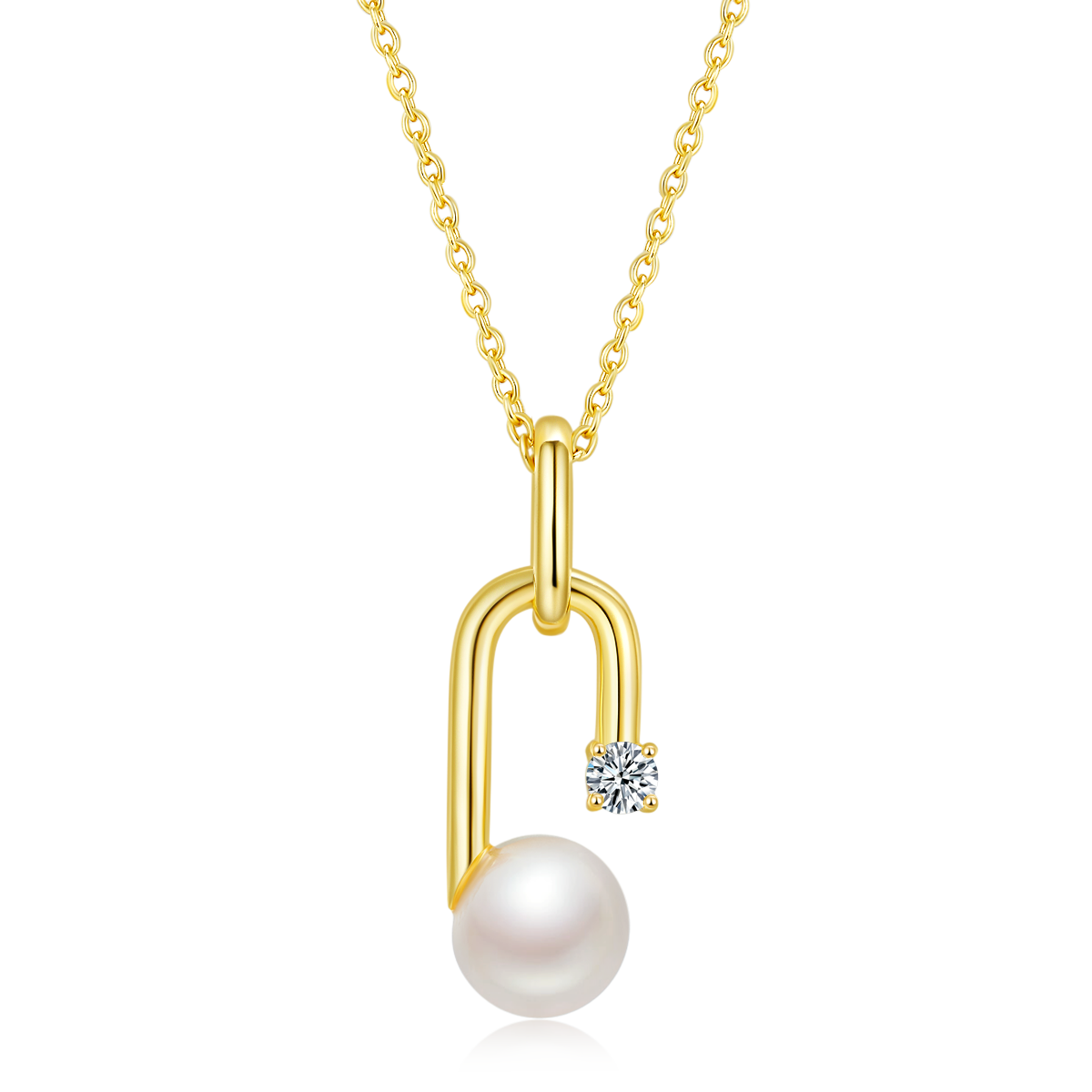 8.0mm Natural Freshwater Pearl G Letter Pendant S925 Silver Necklace