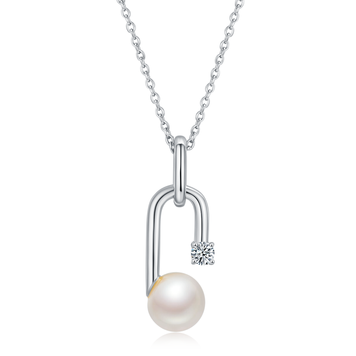 8.0mm Natural Freshwater Pearl G Letter Pendant S925 Silver Necklace
