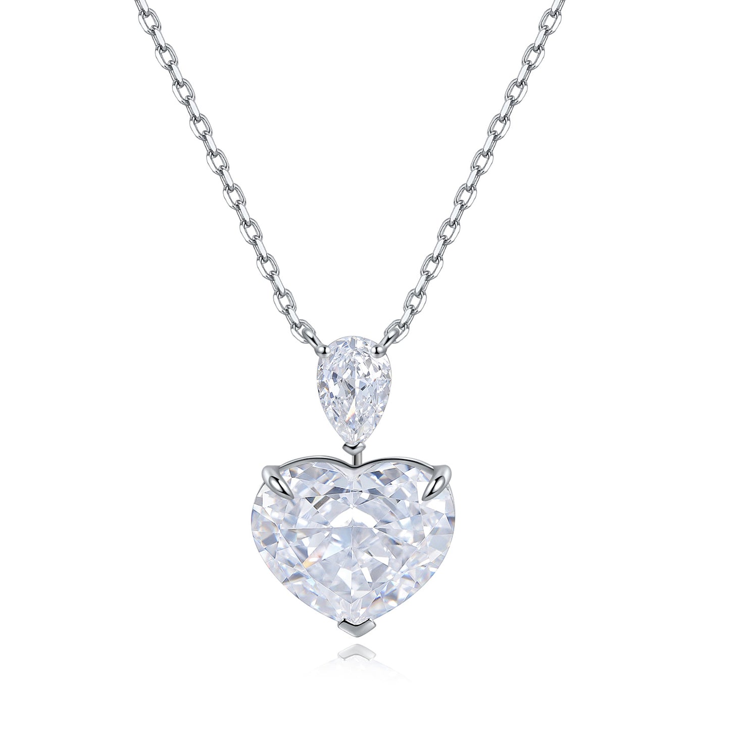3.0 Carat Colourful Heart-Shaped High Carbon Zircon Pendant S925 Silver Plated Platinum Necklace