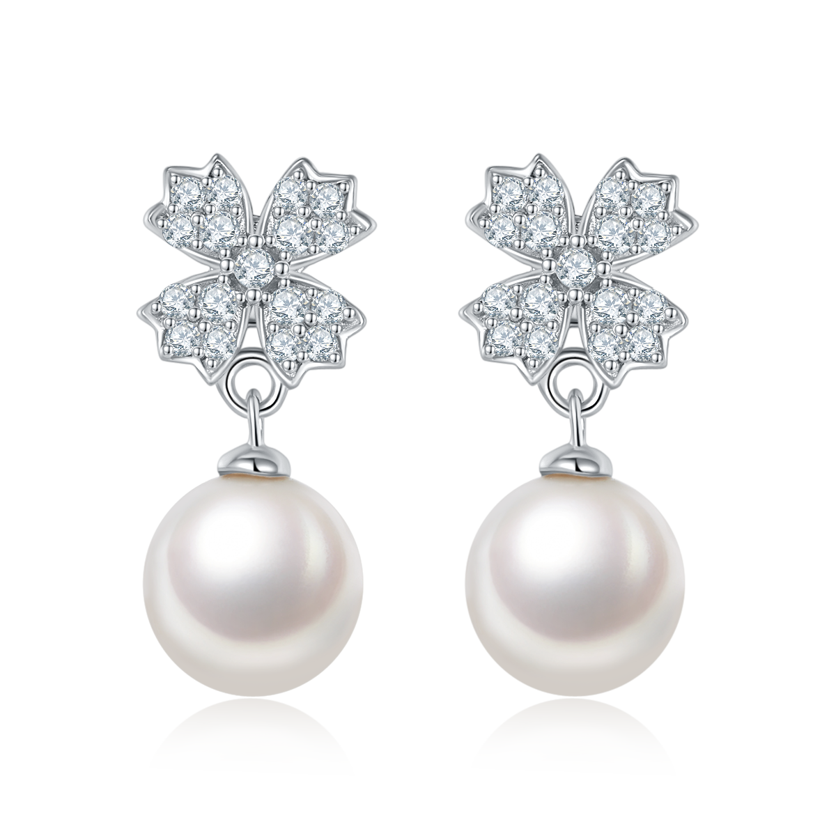 Natural Freshwater Pearls S925 Silver Plated Platinum Drop Earrings