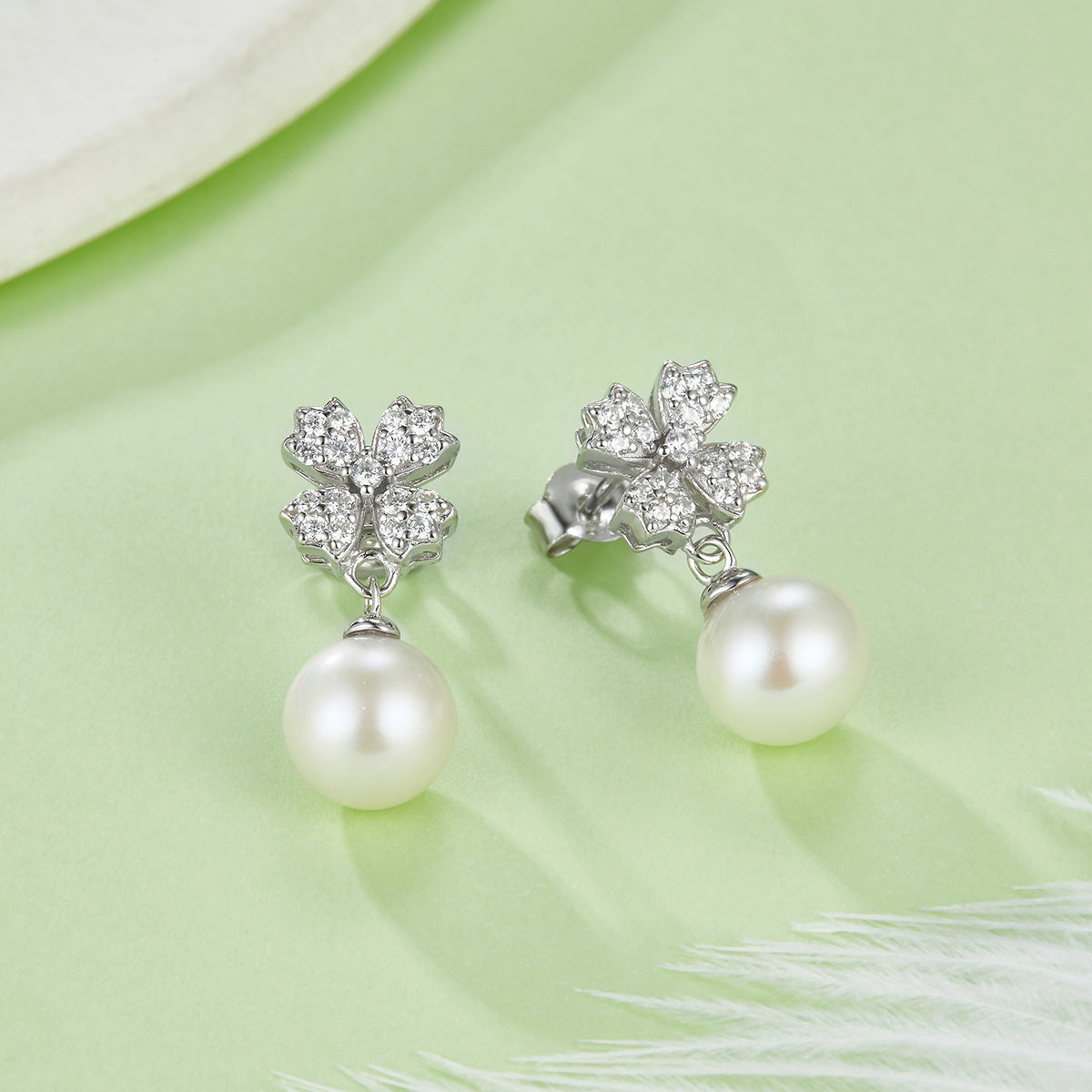 Natural Freshwater Pearls S925 Silver Plated Platinum Drop Earrings