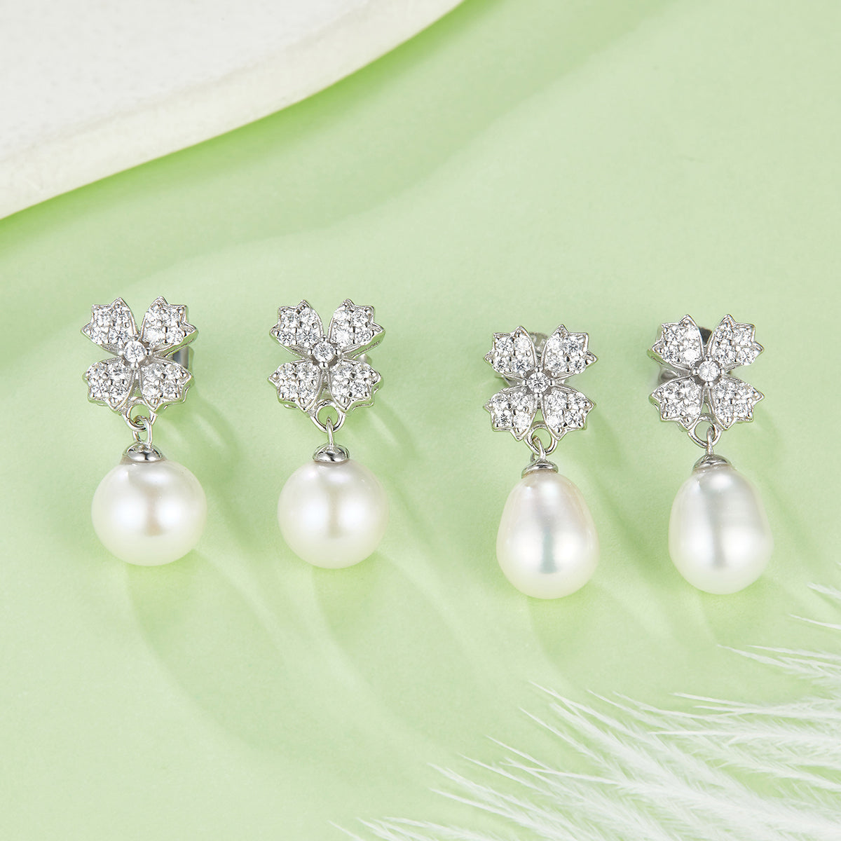 Natural Freshwater Pearls S925 Silver Plated Platinum Drop Earrings