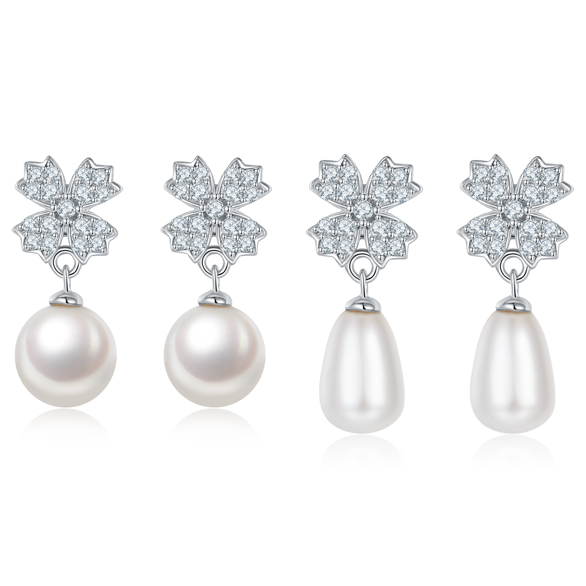 Natural Freshwater Pearls S925 Silver Plated Platinum Drop Earrings