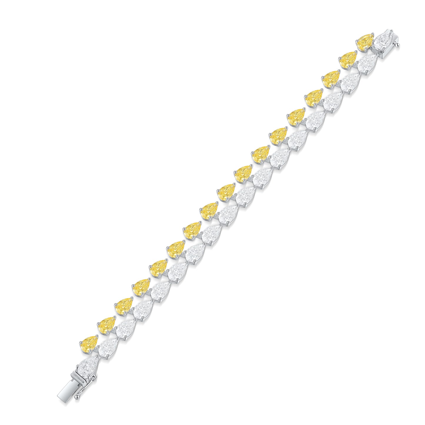 Double Layer Droplet Yellow and White High Carbon Zircon S925 Silver Plated Platinum Bracelet
