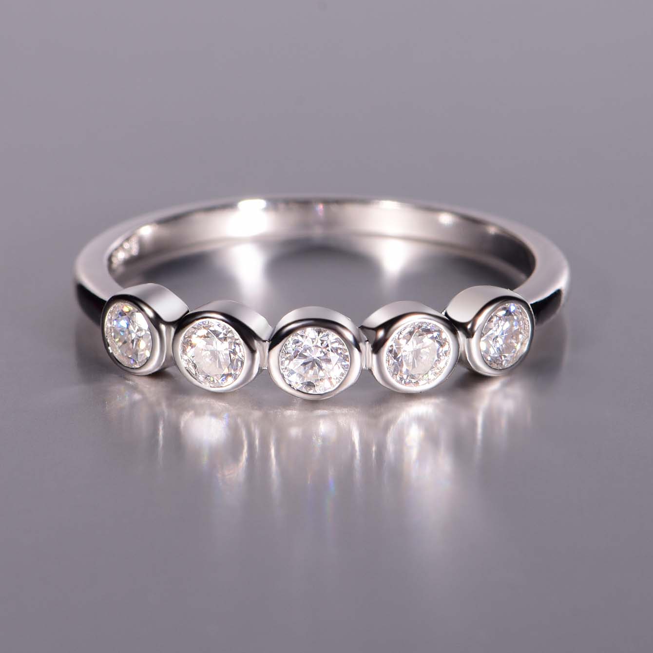 S925 Silver Plated 18K Platinum Ring with Moissanite Stone