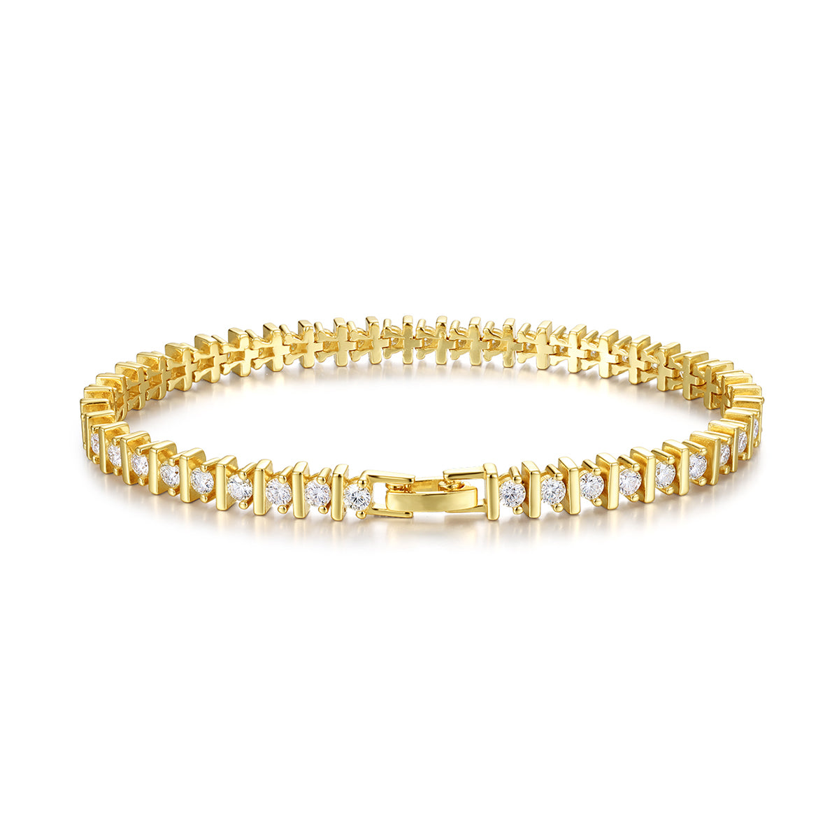 S925 Silver Plated 18K Gold Moissanite Tennis Bracelet