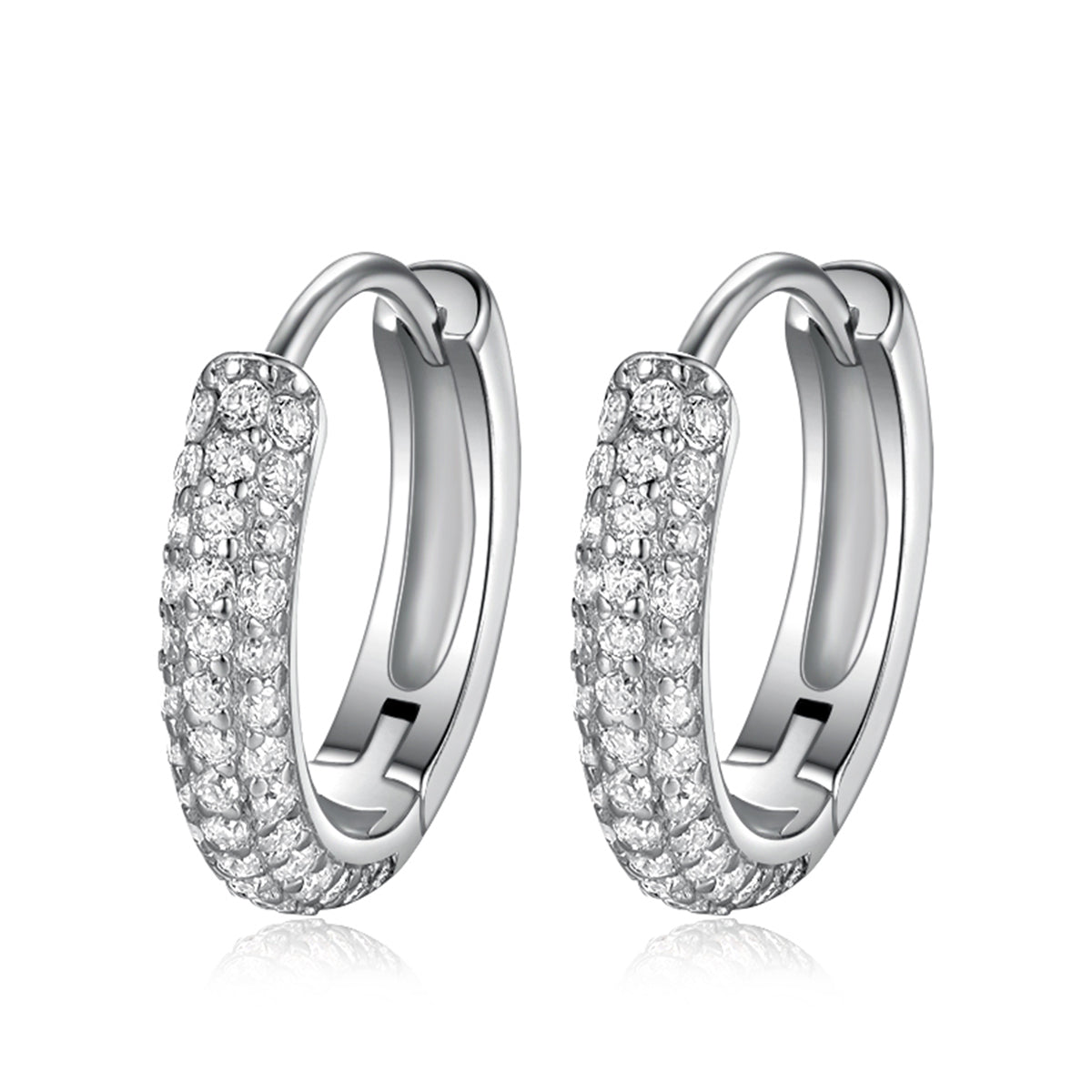 S925 Silver Plated 18K Platinum Hoop Earrings Moissanite