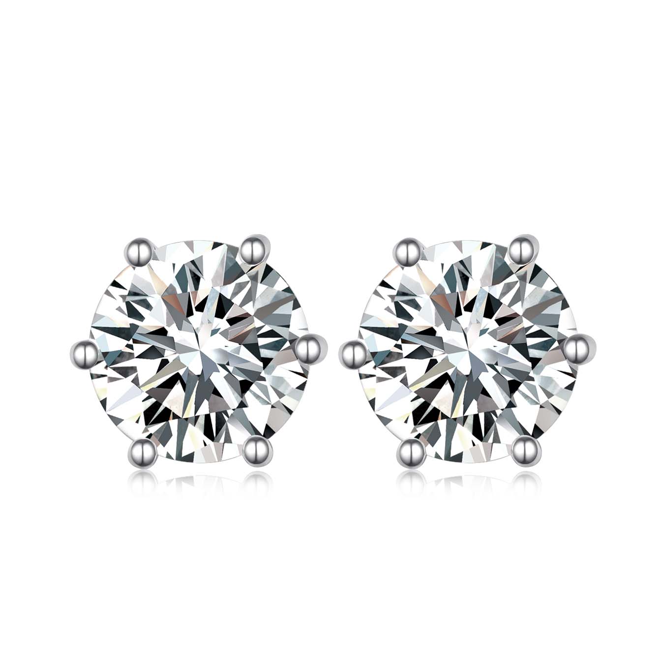 S925 Silver Plated 18K Platinum Stud Earrings Moissanite