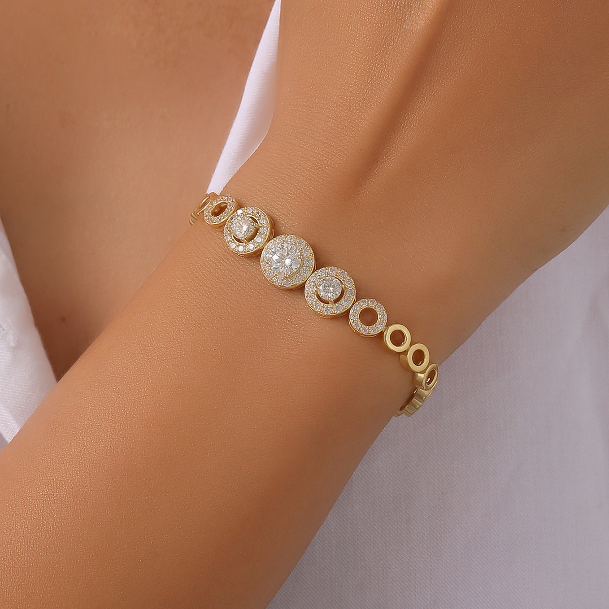 S925 Silver Plated 18K Gold Moissanite Bracelet 1.6 Carat