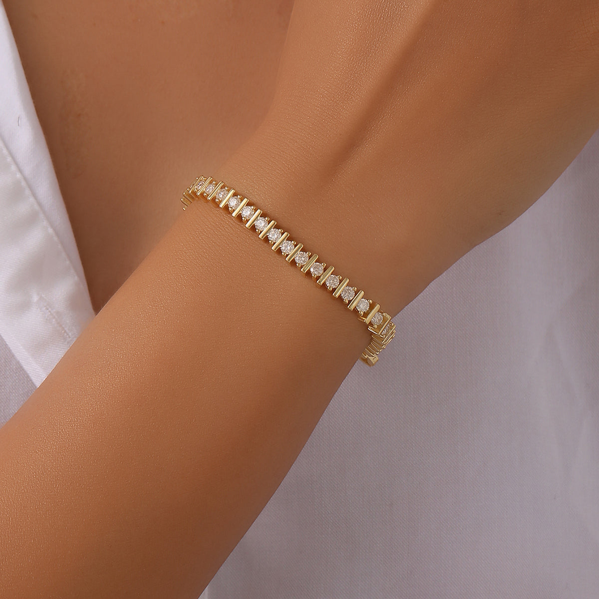 S925 Silver Plated 18K Gold Moissanite Tennis Bracelet