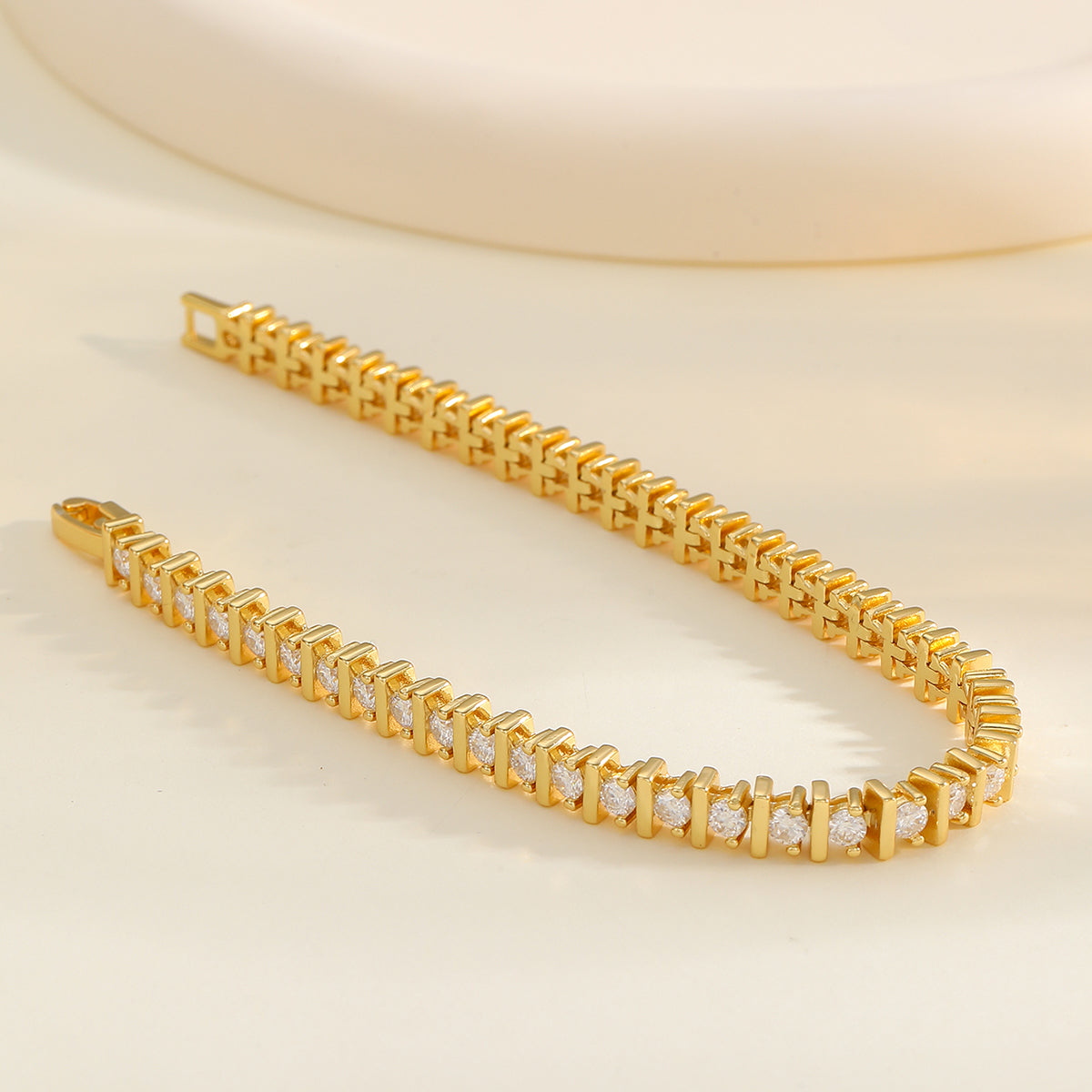 S925 Silver Plated 18K Gold Moissanite Tennis Bracelet