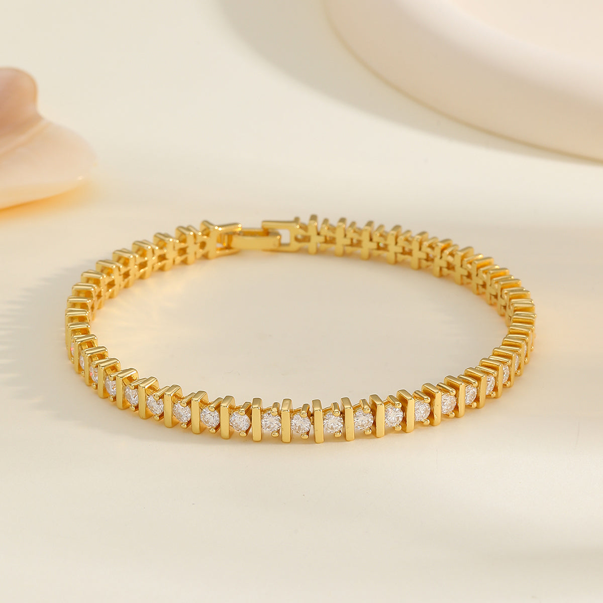 S925 Silver Plated 18K Gold Moissanite Tennis Bracelet