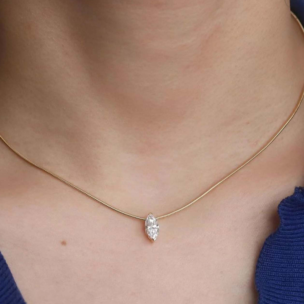 S925 Silver Plated 18K Gold Necklace with Moissanite Pendant
