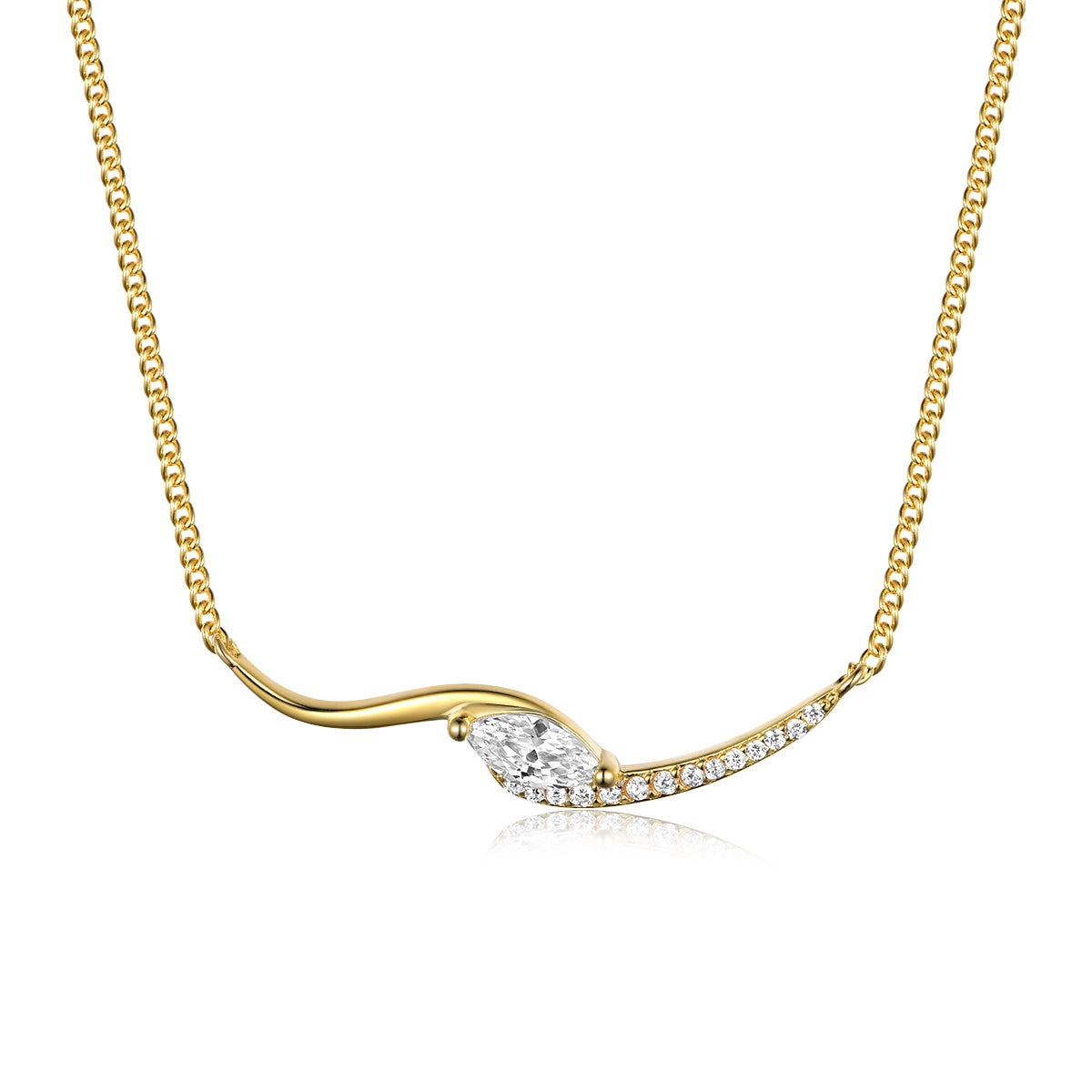 S925 Silver Plated 18K Gold Necklace with 0.4 Carat Moissanite
