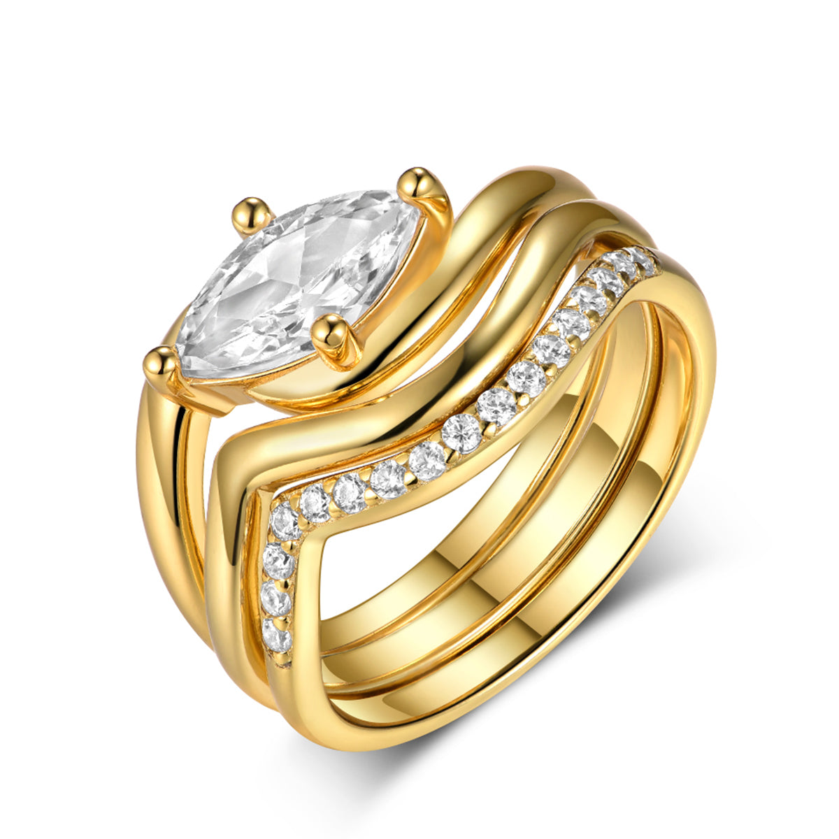 S925 Silver Plated 18K Gold Ring with 1.0 Carat Moissanite Set