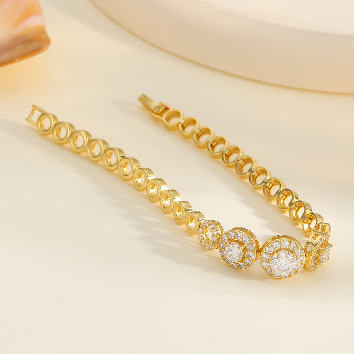 S925 Silver Plated 18K Gold Moissanite Bracelet 1.6 Carat