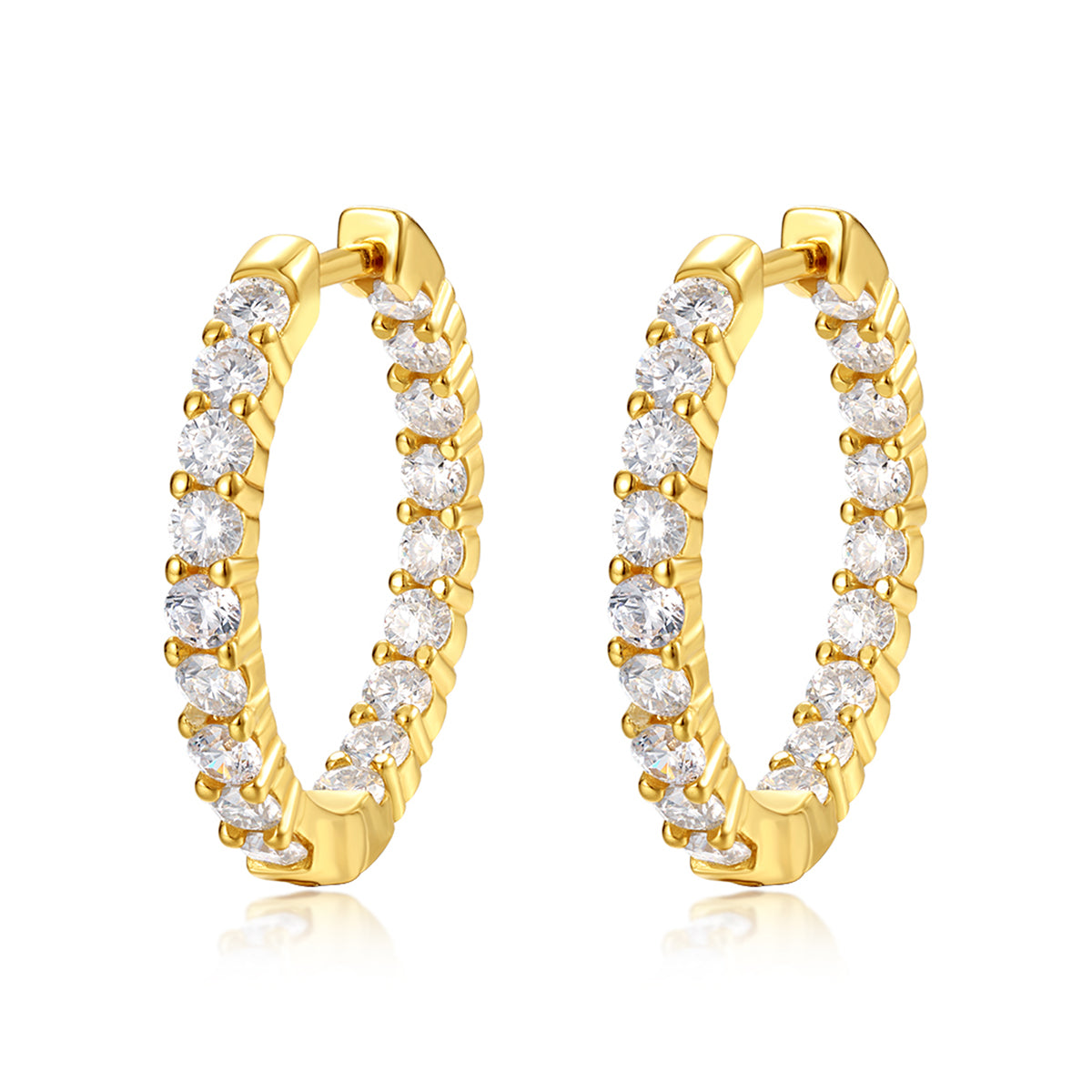 S925 Silver Plated 18K Gold Hoop Earrings with 2.16 Carat Moissanite