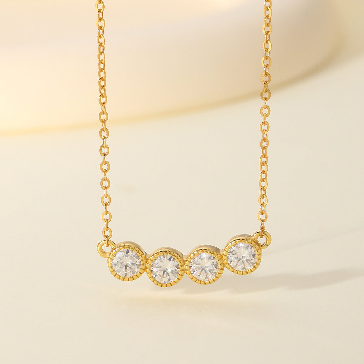 S925 Silver Plated 18K Gold Necklace With 1.2 Carat Round Moissanite