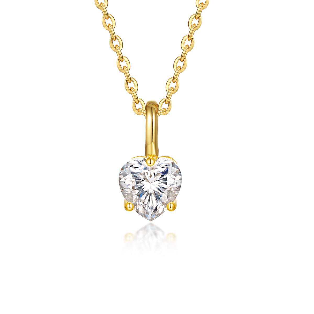 S925 Silver Plated 18K Platinum Necklace with 0.8 Carat Heart-Shape Moissanite Pendant