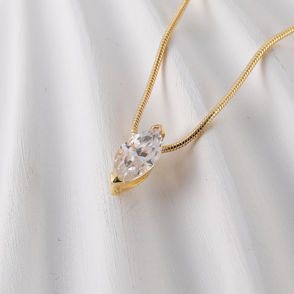 S925 Silver Plated 18K Gold Necklace with Moissanite Pendant