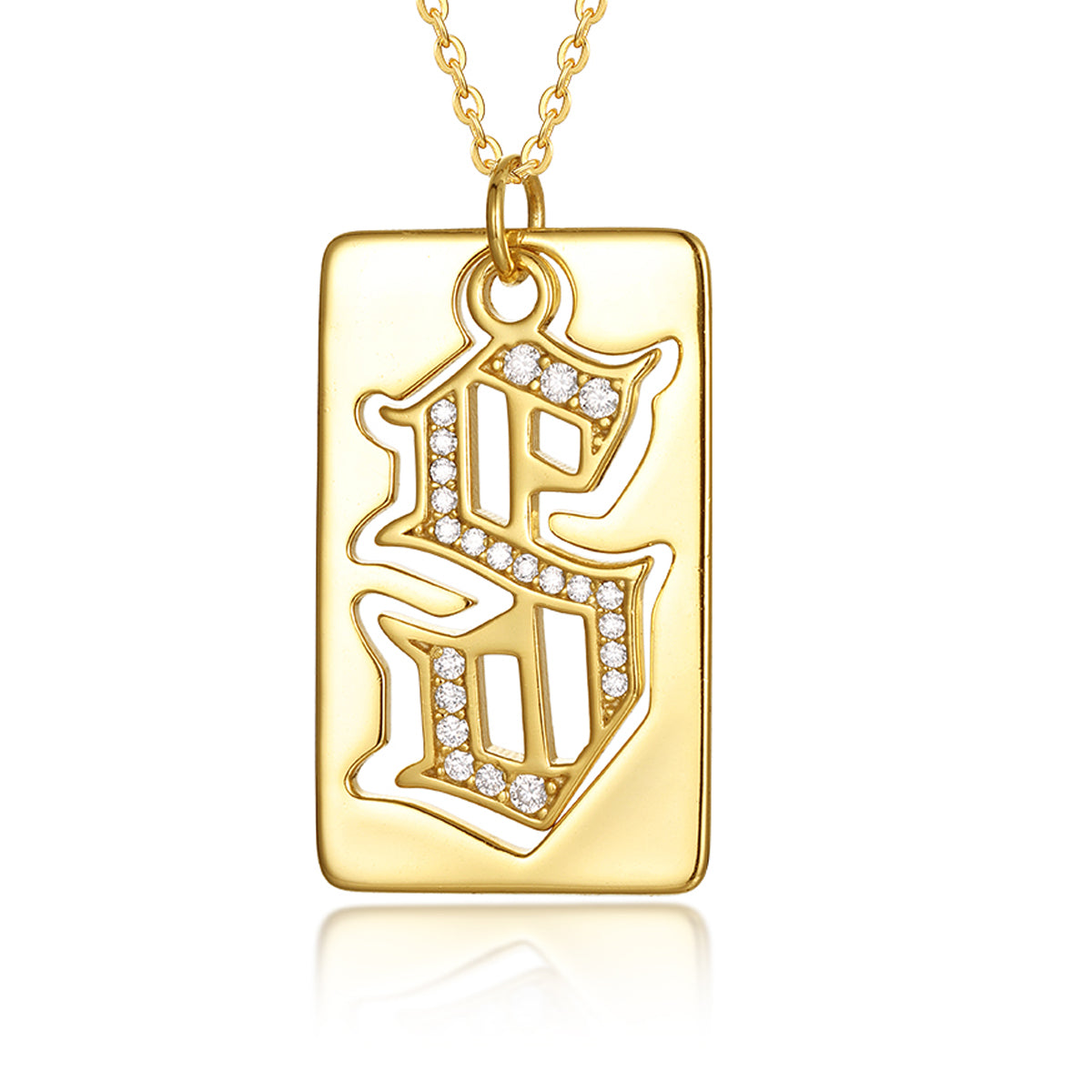 S925 Silver Plated 18K Gold Necklace with Moissanite S Pendant