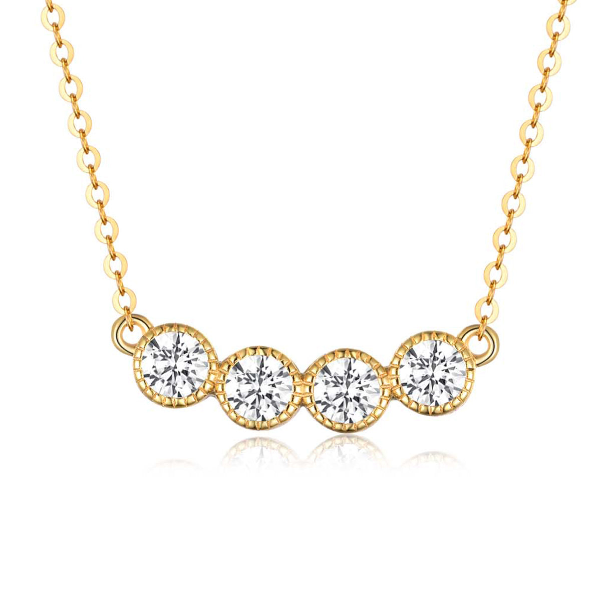 S925 Silver Plated 18K Gold Necklace With 1.2 Carat Round Moissanite