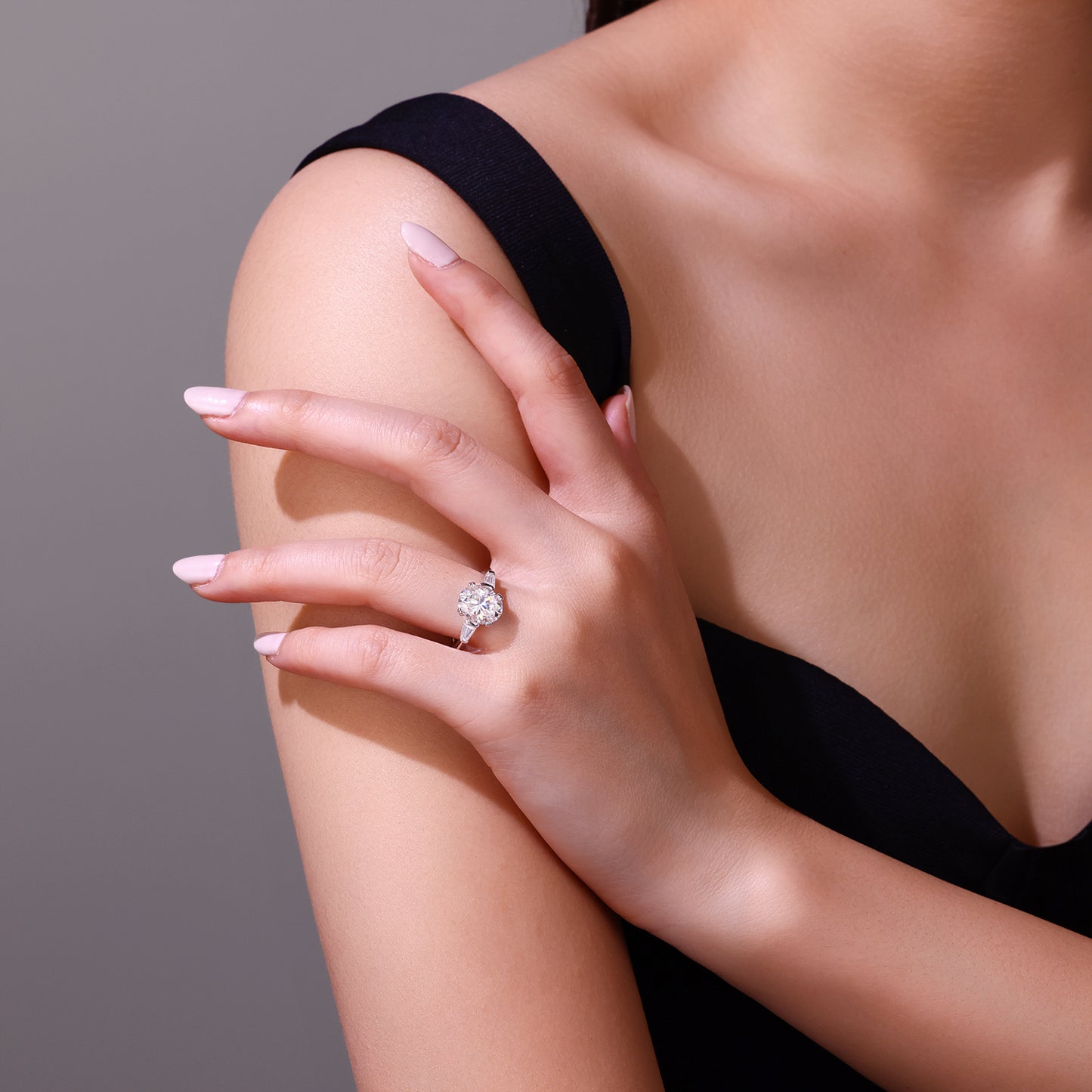 3.0 Carat Oval Shaped Moissanite S925 Silver Plated Ring