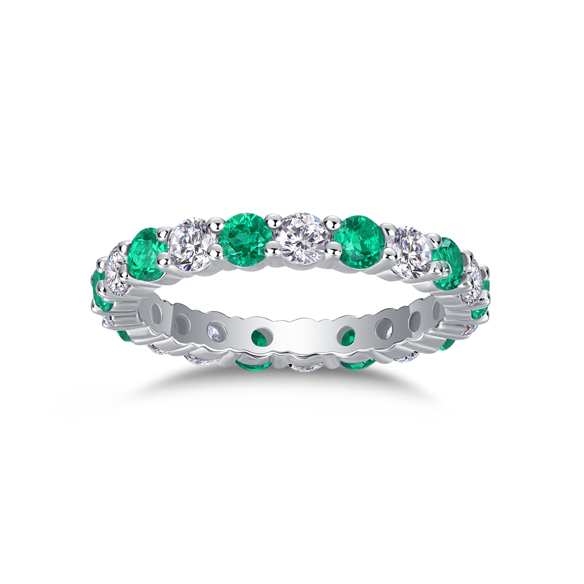 S925 Silver Plated 18K Platinum Lab Grown Gemstones Eternity Ring