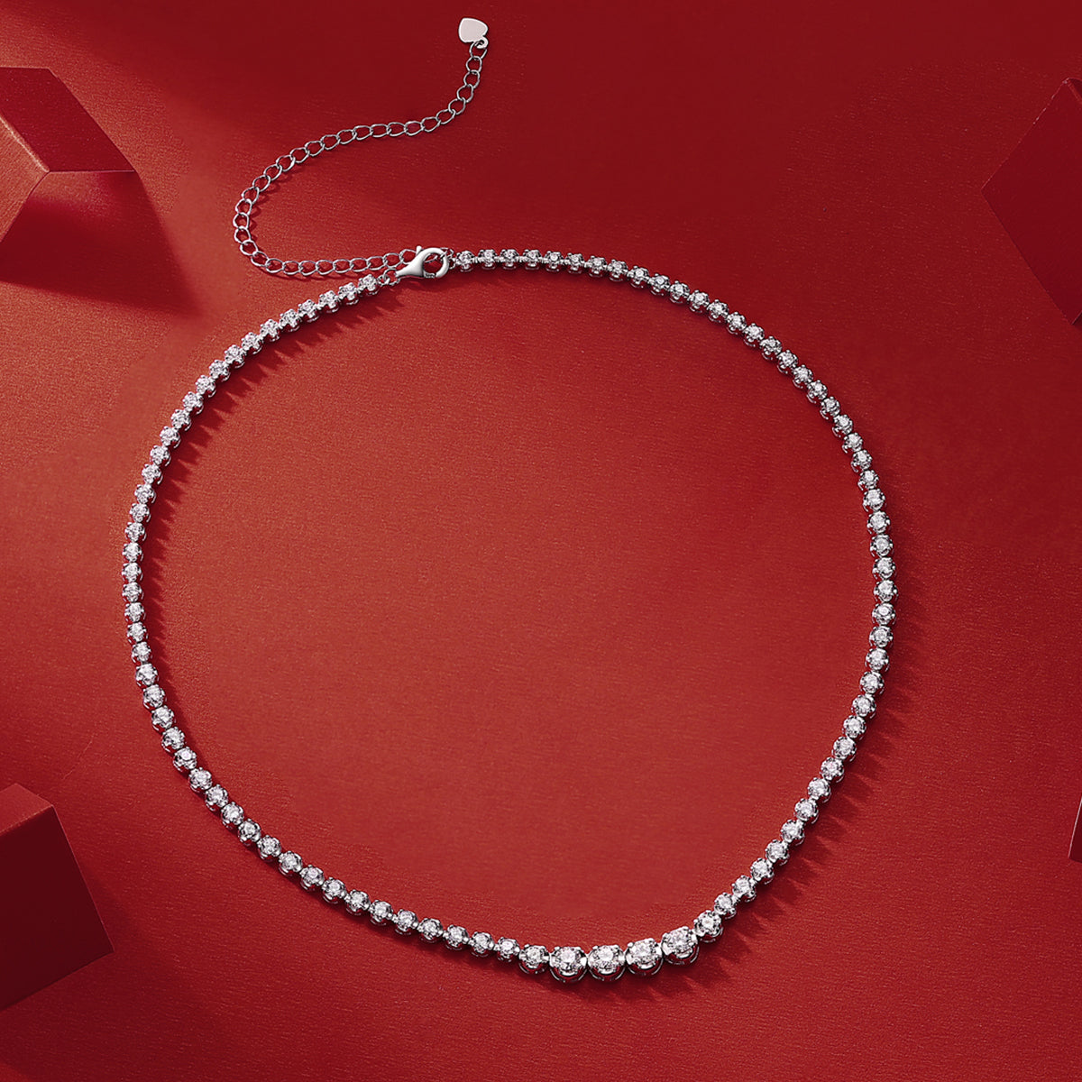 Stunning 1.2 Carat Silver Plated 18K Platinum Moissanite Necklace