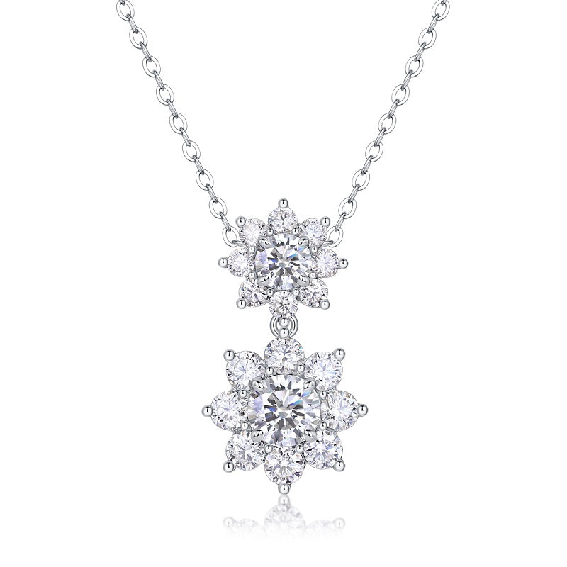 1.0 Carat Double Round Cut Moissanite Sun Pendant Necklace