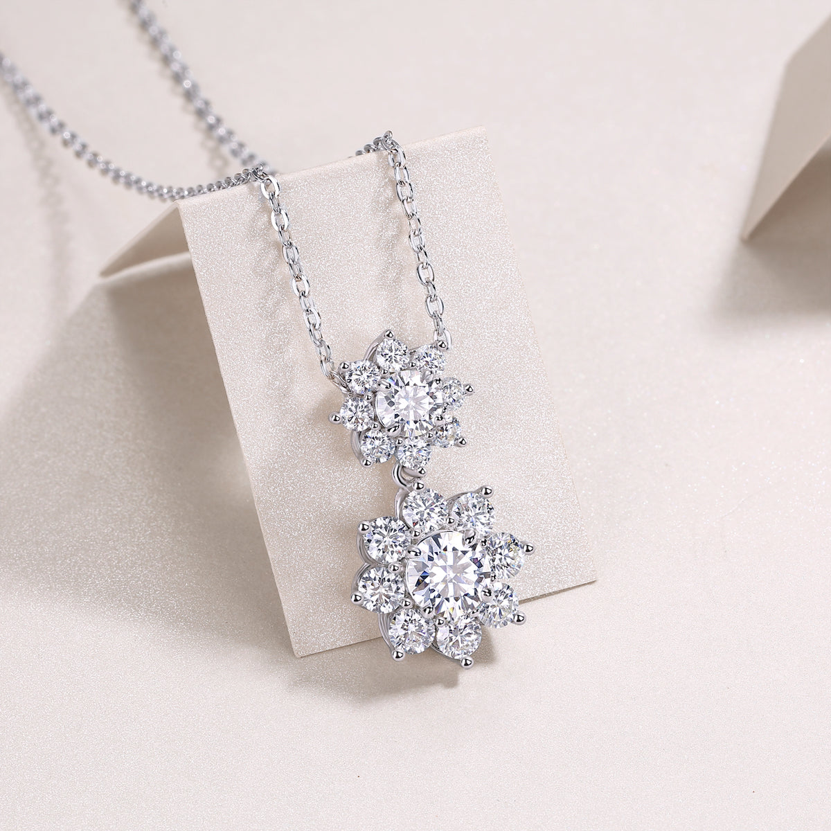 1.0 Carat Double Round Cut Moissanite Sun Pendant Necklace