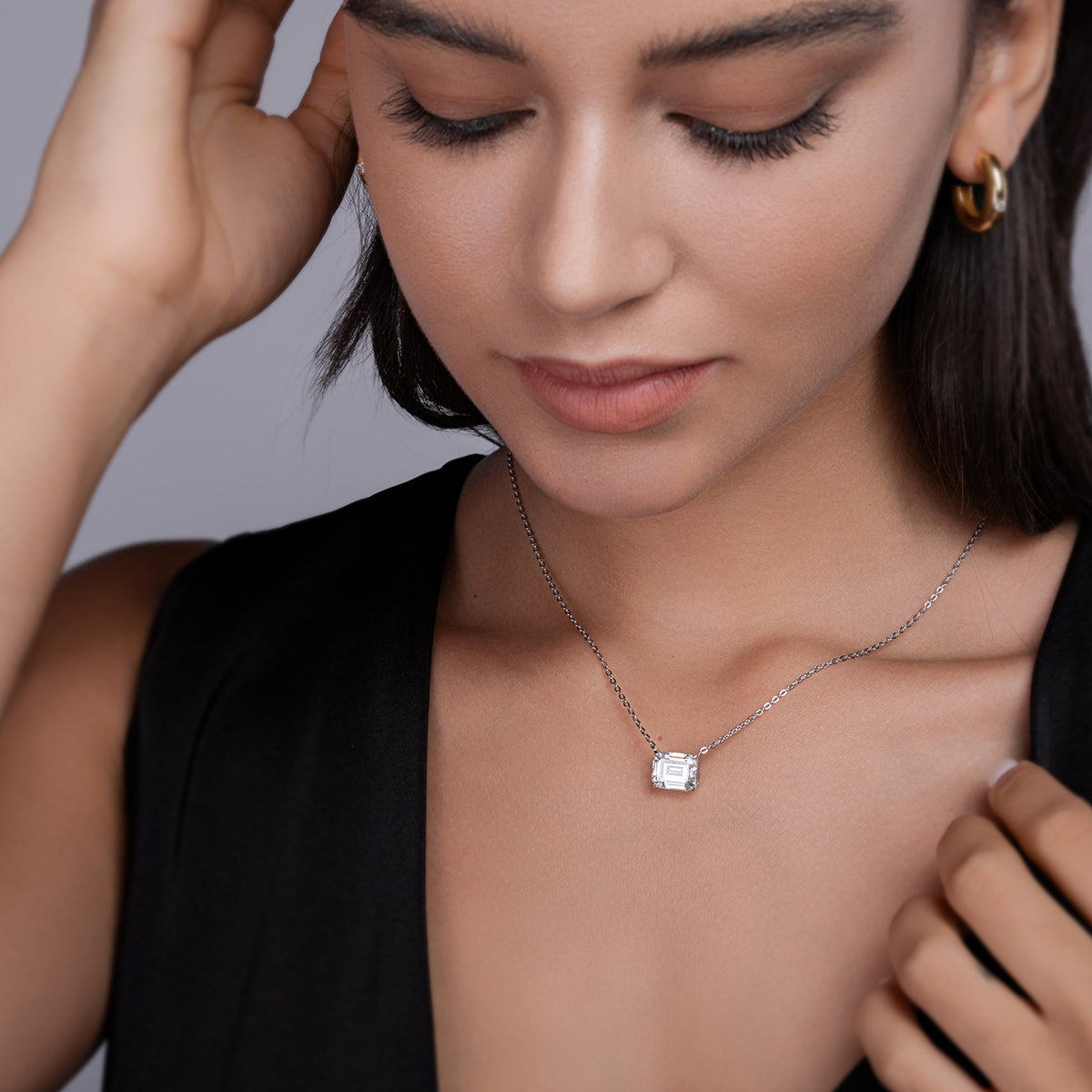 Silver Plated 18K Platinum Necklace with 5.0 Carat Moissanite Pendant