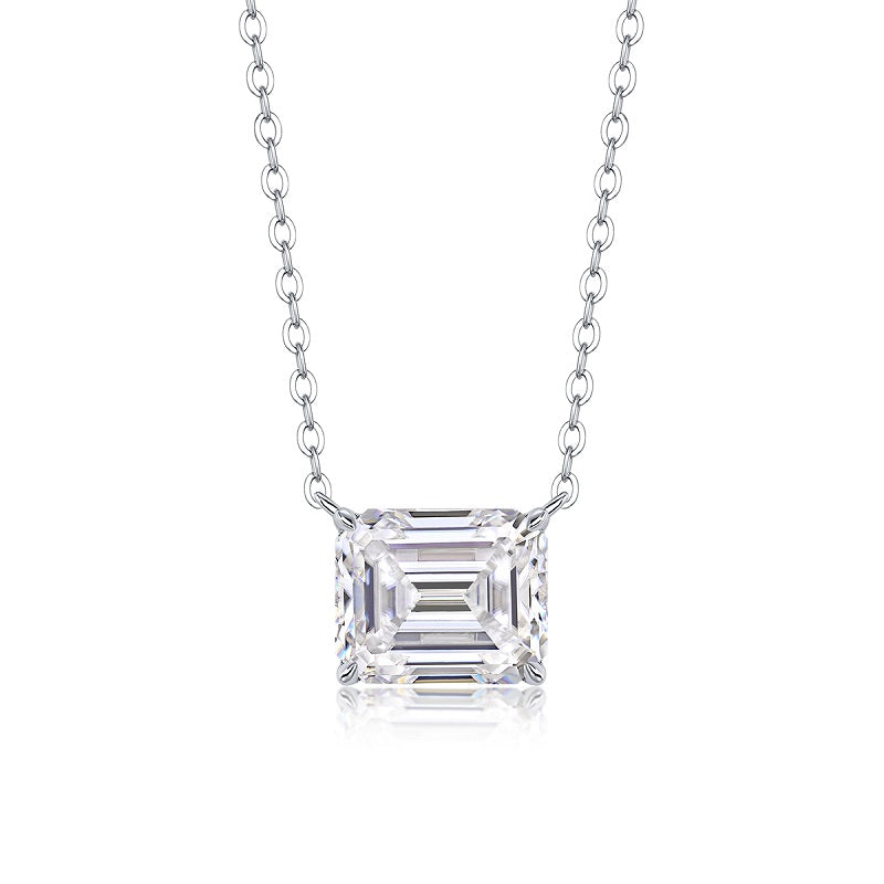 Silver Plated 18K Platinum Necklace with 5.0 Carat Moissanite Pendant