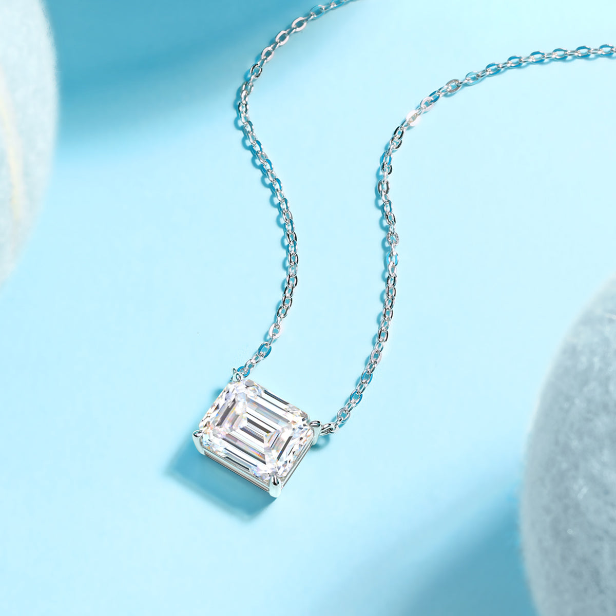 Silver Plated 18K Platinum Necklace with 5.0 Carat Moissanite Pendant