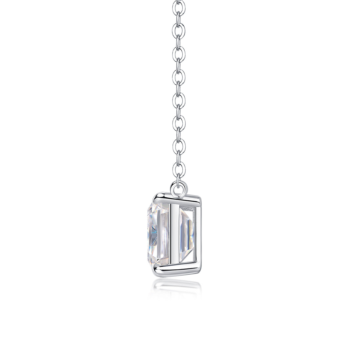 Silver Plated 18K Platinum Necklace with 5.0 Carat Moissanite Pendant