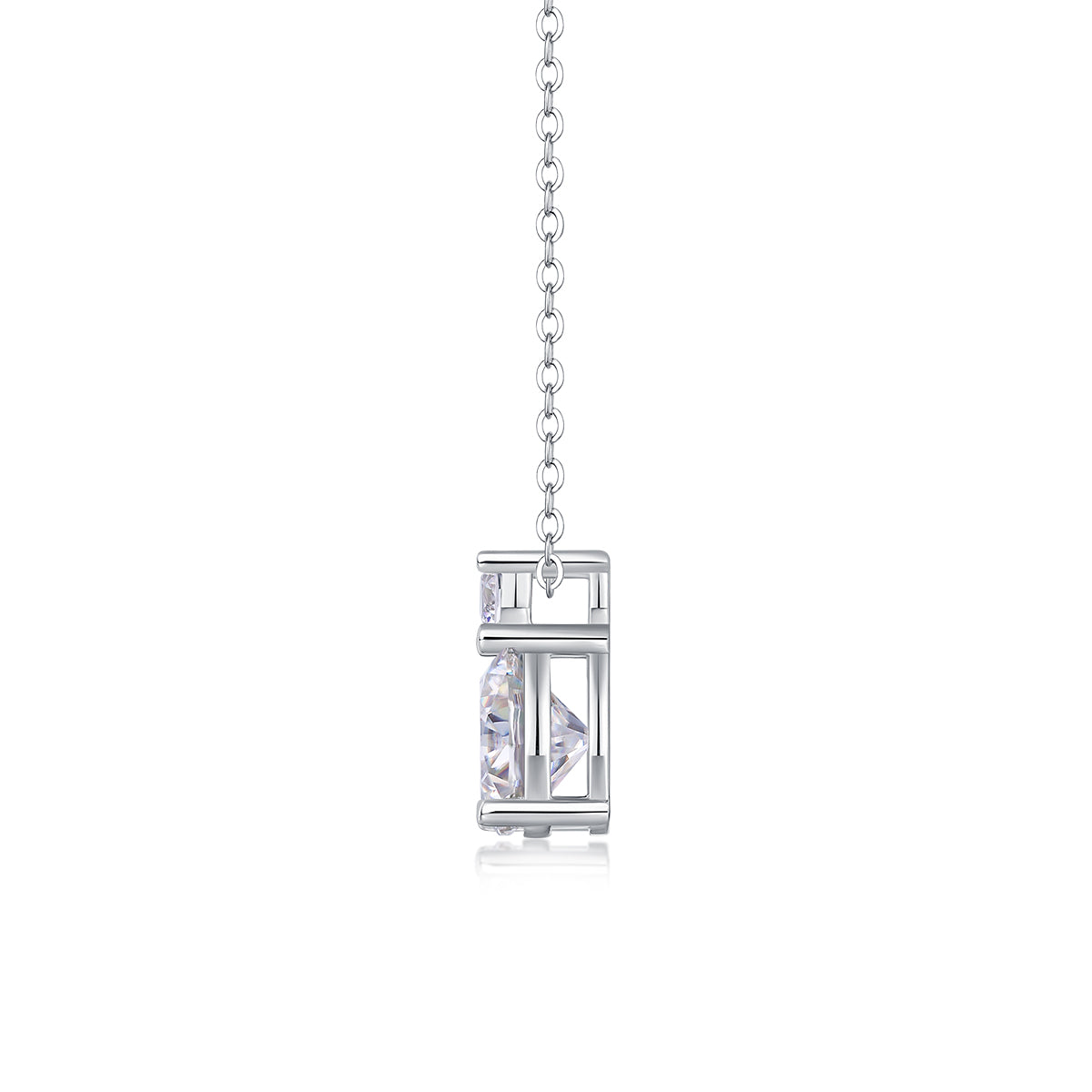 Silver Plated 18K Platinum Necklace With 3.0 Carat Moissanite Pendant