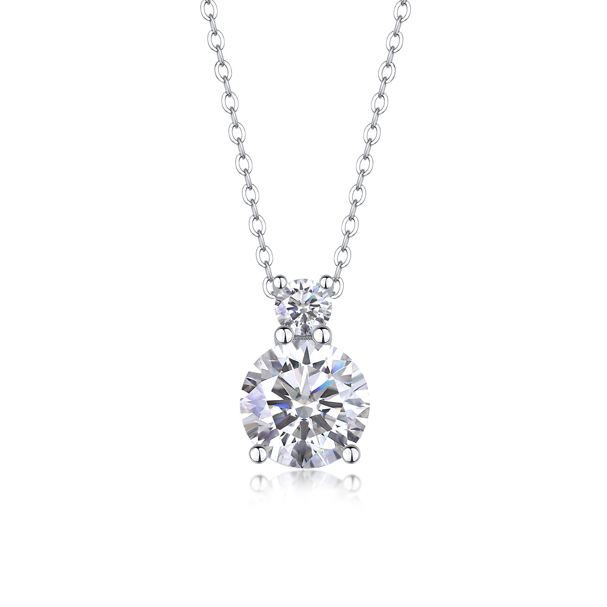 Silver Plated 18K Platinum Necklace With 3.0 Carat Moissanite Pendant