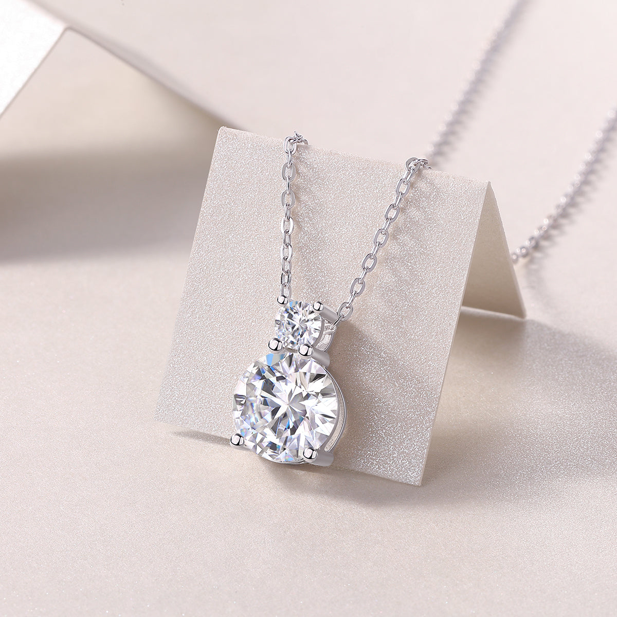 Silver Plated 18K Platinum Necklace With 3.0 Carat Moissanite Pendant