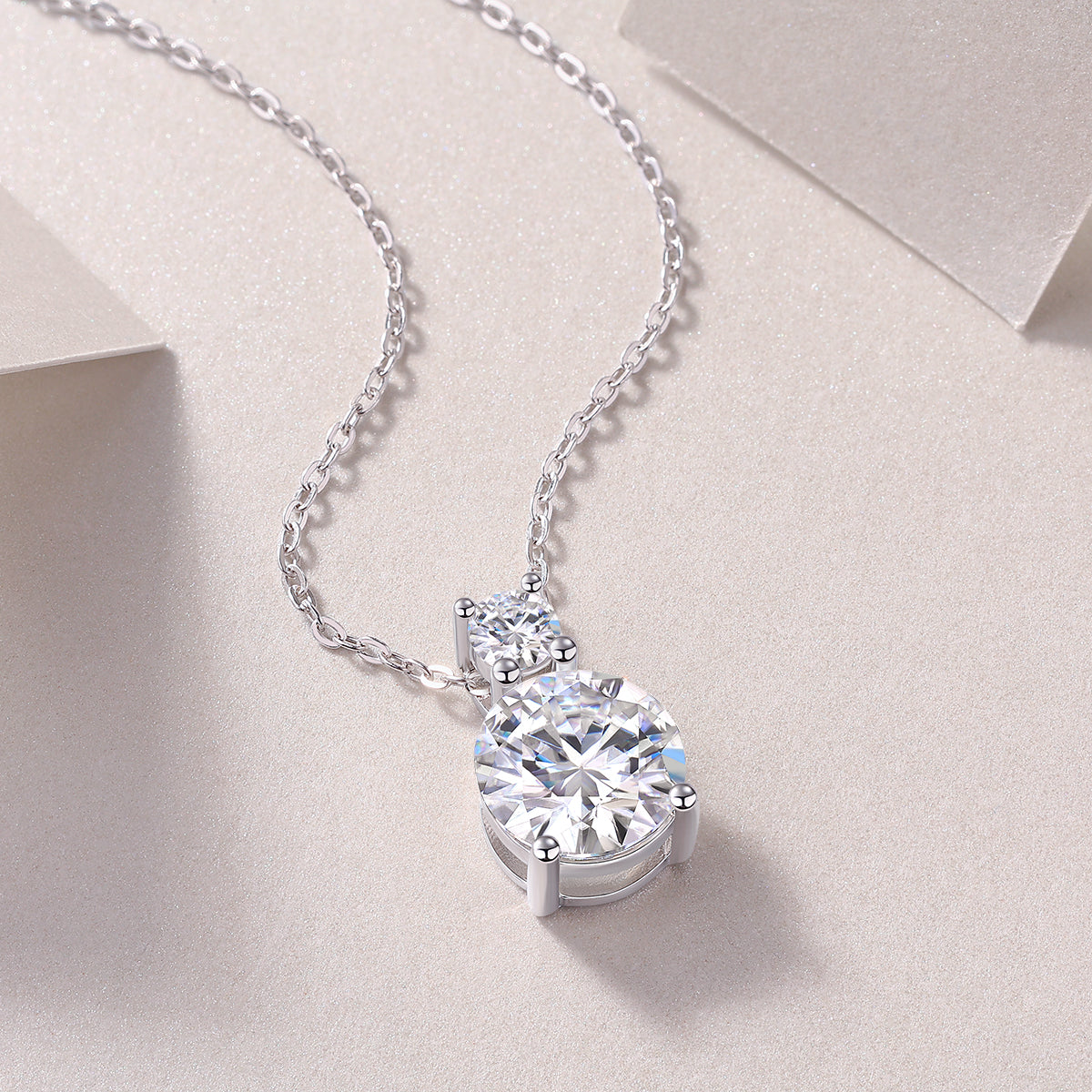 Silver Plated 18K Platinum Necklace With 3.0 Carat Moissanite Pendant