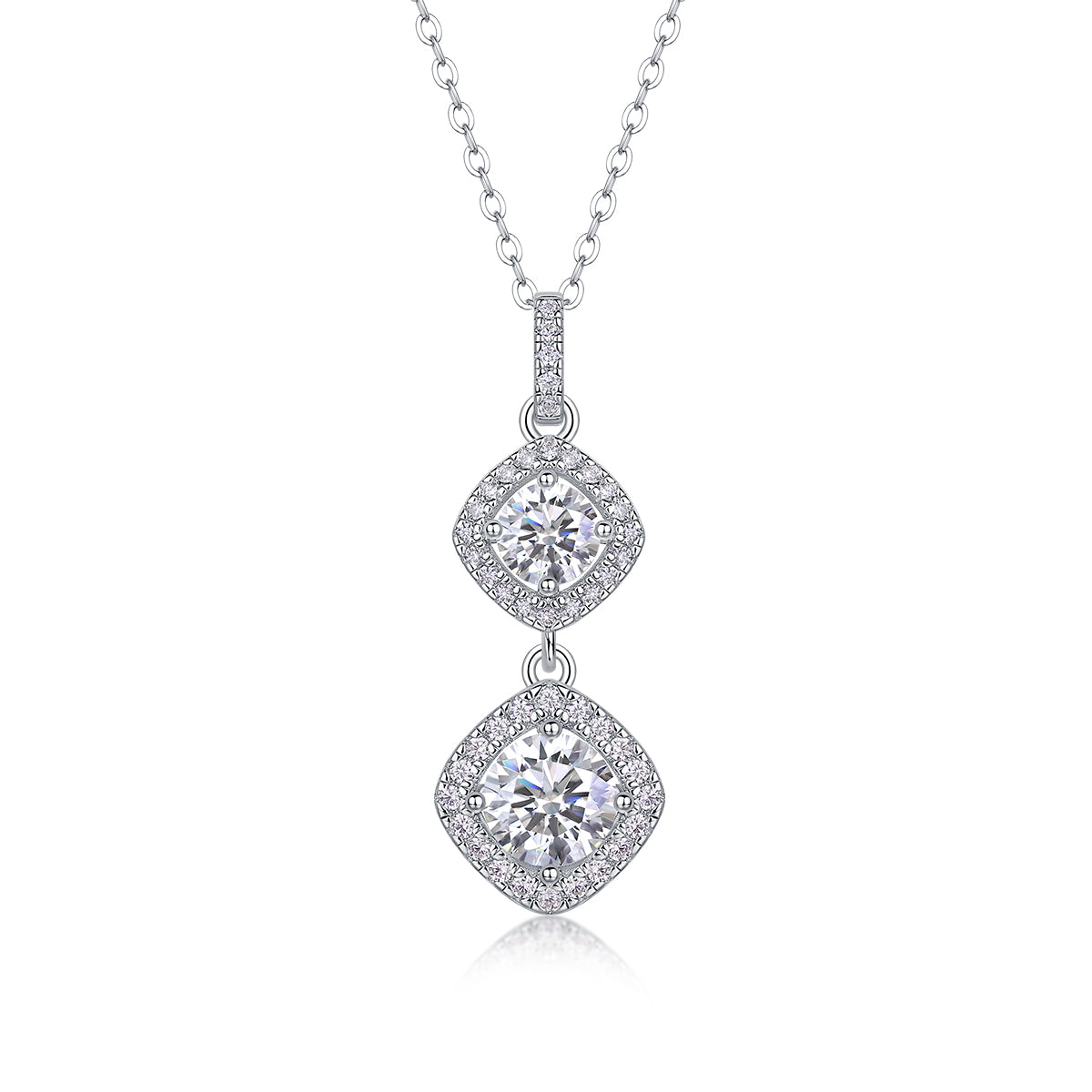 Silver Plated 18K Platinum Necklace with 1.0 Carat Moissanite