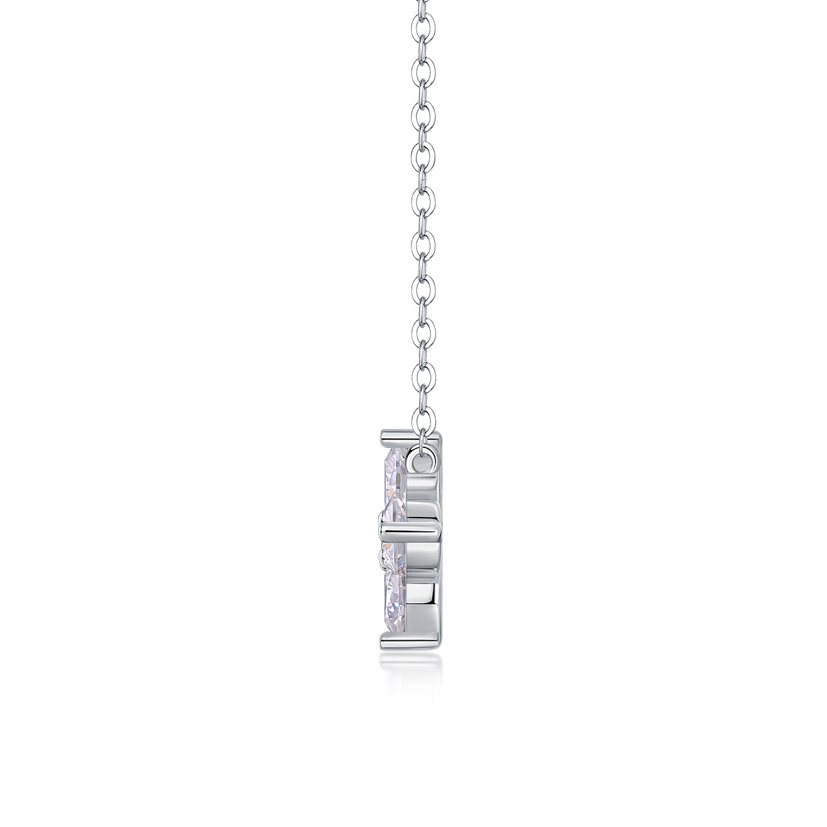 S925 Silver Plated 18K Platinum Necklace with Moissanite Flower Pendant